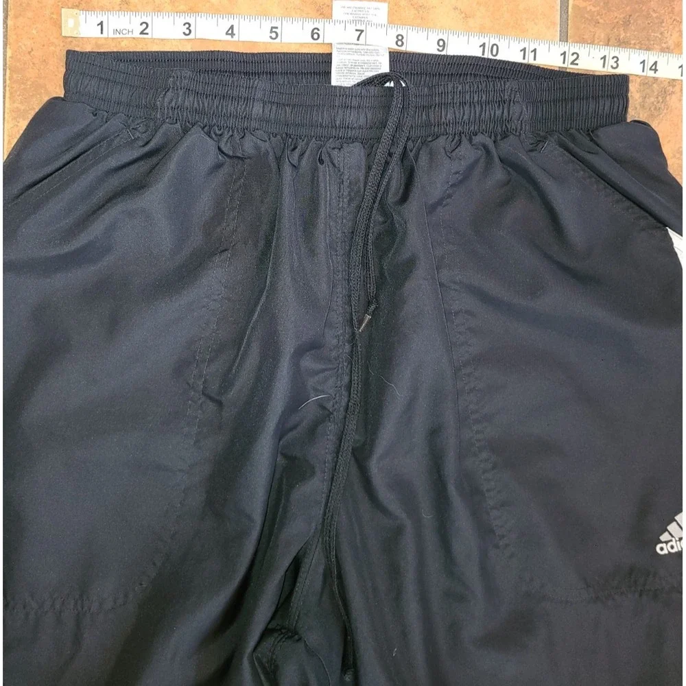 Adidas‎ Track Pants Mens Medium Black 3 Stripe Made Cotton Elastic Track Pants